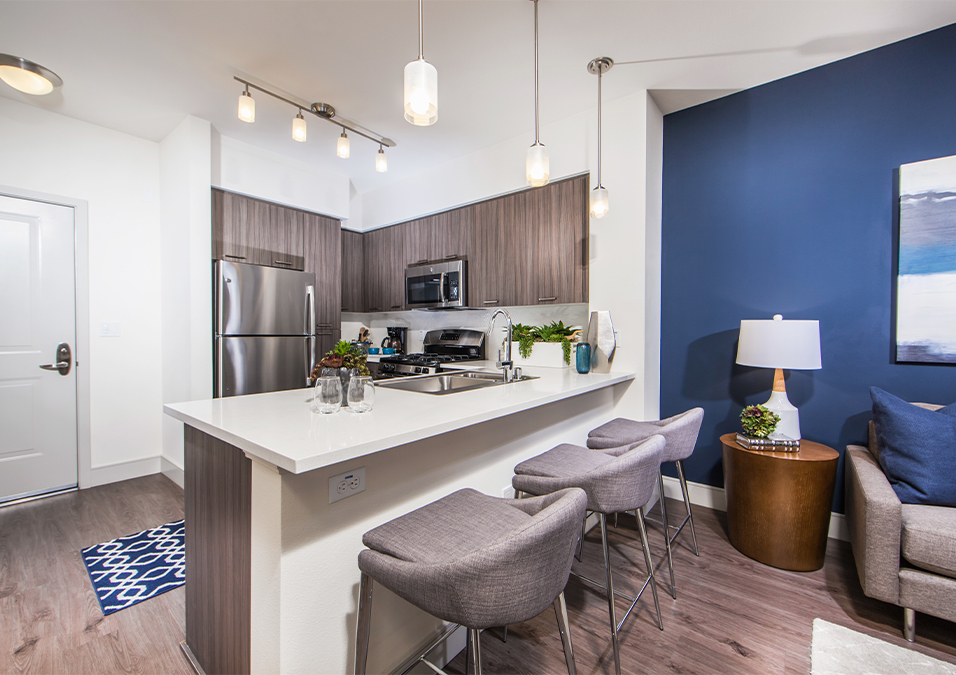 Kitchen with bar seating